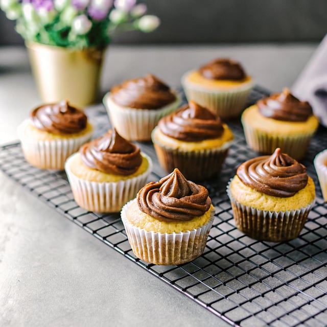 Brown Butter Vanilla Cupcakes with Chocolate Frosting