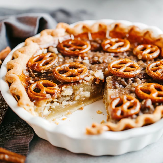 Butterscotch Salted Pretzel Pecan Pie
