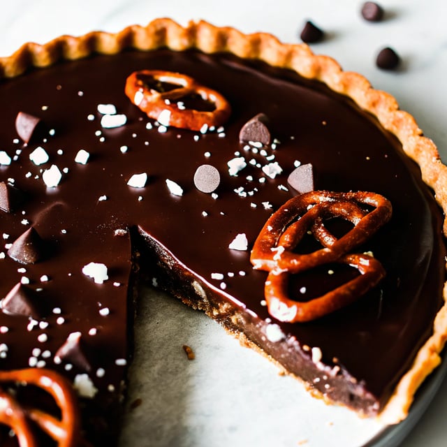Double Chocolate Salted Pretzel Tart