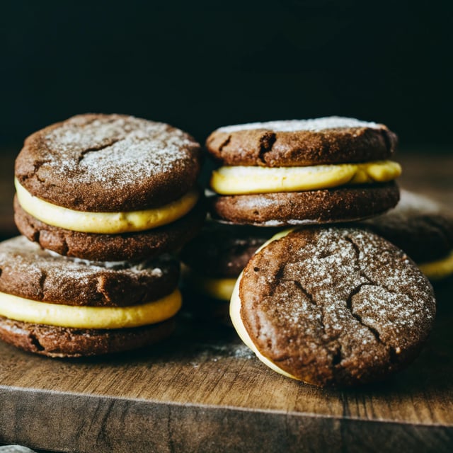Gingerbread Sandwich Cookies with Brown Buttercream