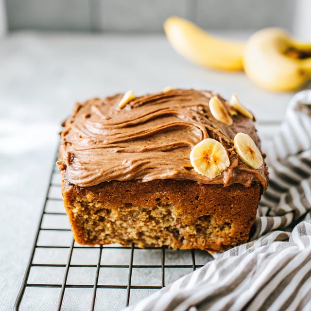 Vegan Banana Cake with Peanut Butter Chocolate Frosting