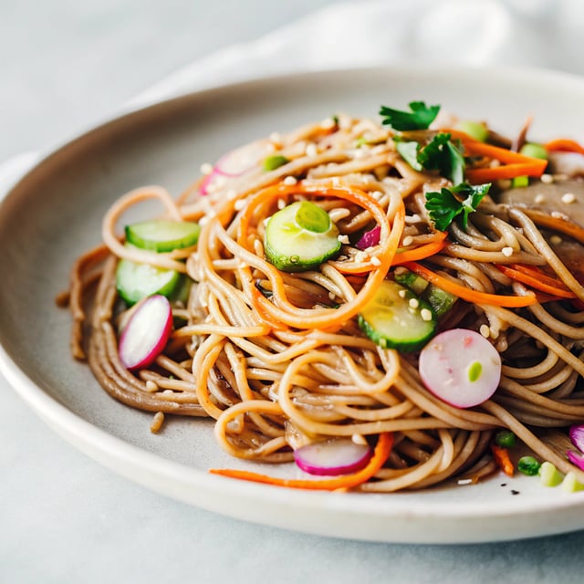 Almond-Sesame Soba Zoodles with Quick-Pickled Veggies