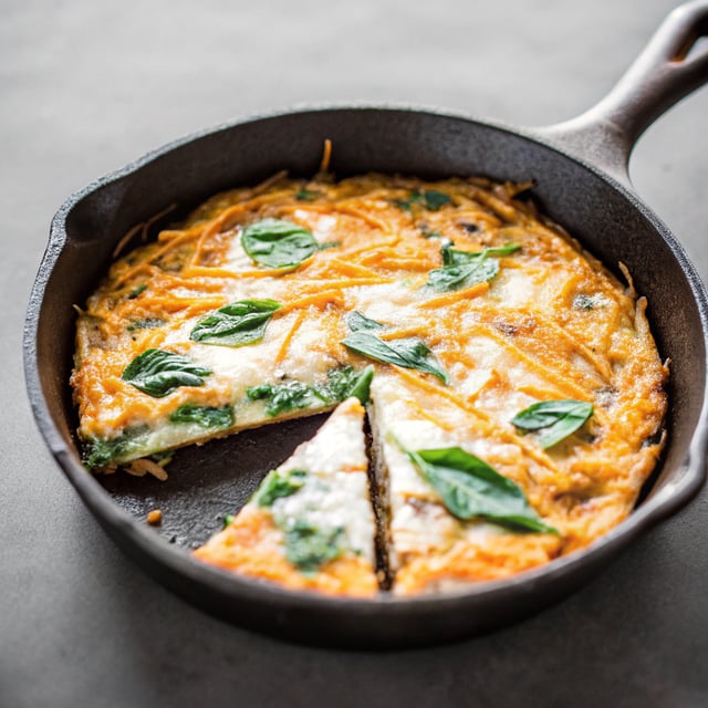 Baby Spinach Frittata with Sweet Potato Hash Crust