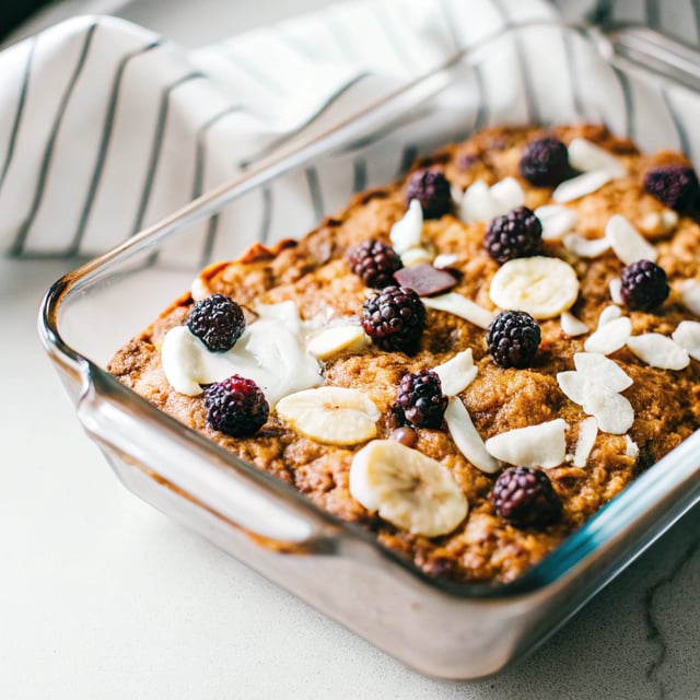 Baked Oatmeal with Blackberries, Coconut and Banana