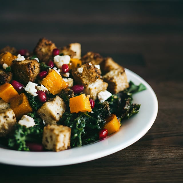 Balsamic Butternut, Kale and Cranberry Panzanella