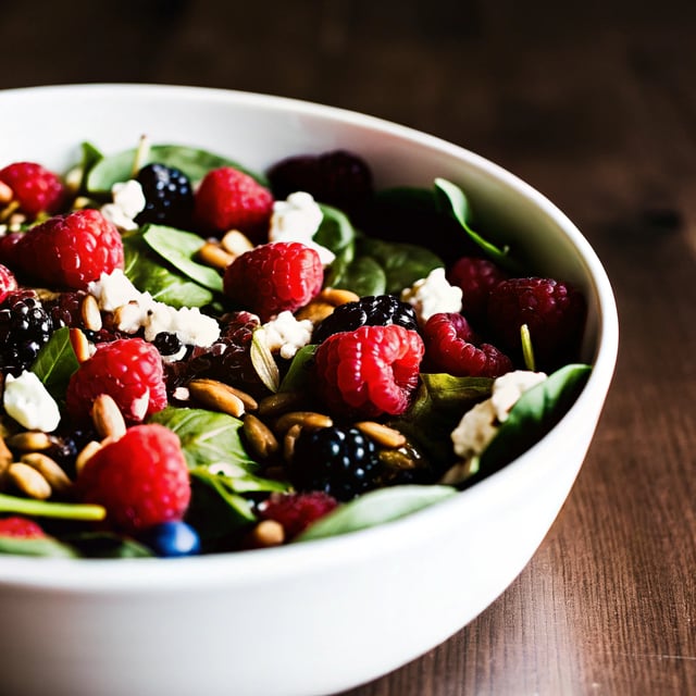 Berry Spinach Salad with Spicy Maple Sunflower Seeds