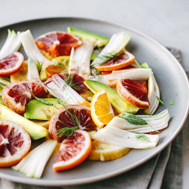 Blood Orange, Fennel and Avocado Salad with Lemon Citronette