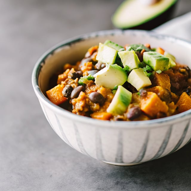 Butternut Squash Chipotle Chili with Avocado