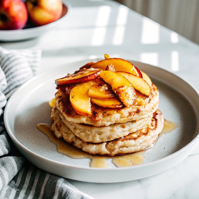Caramelized Peach and Oat Pancakes