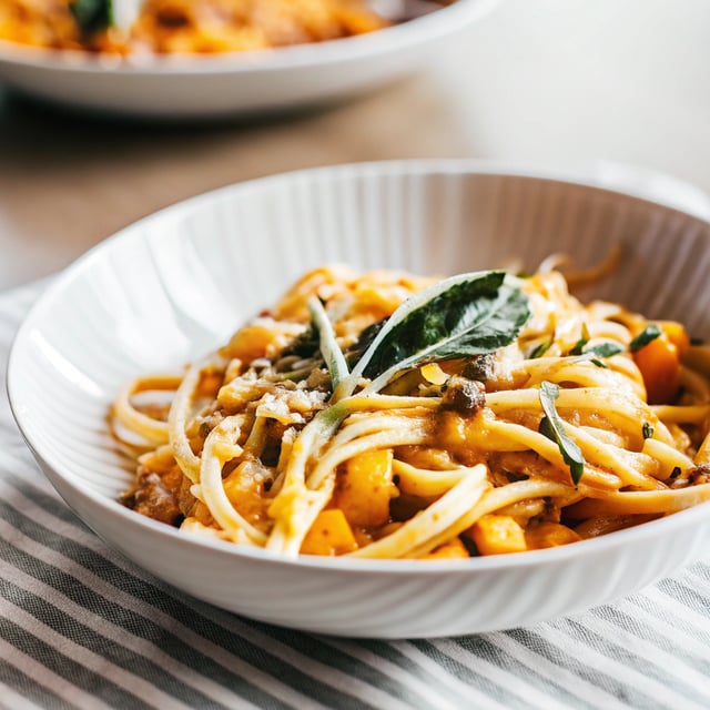 Creamy (vegan!) Butternut Squash Linguine with Fried Sage