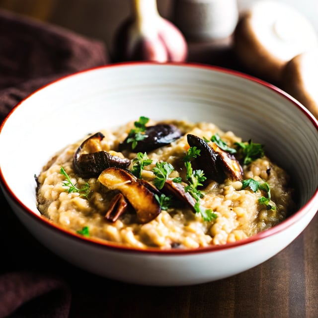 Easy Brown Rice Risotto with Mushrooms and Fresh Oregano