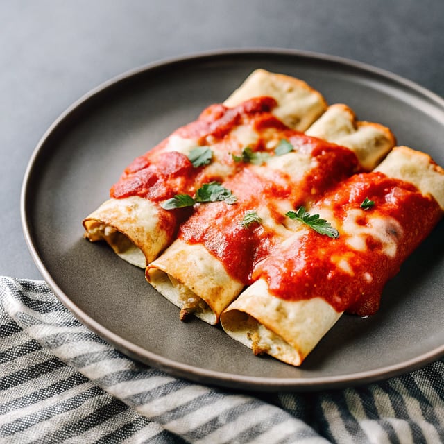 Enchiladas with Roasted Red Pepper Sauce