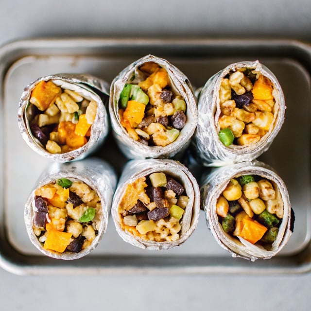 Freezer Breakfast Burritos with Sweet Potato Hash and Black Beans