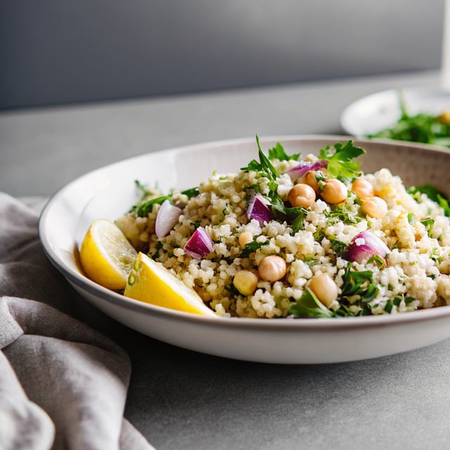 Herbed Quinoa & Chickpea Salad with Lemon-Tahini Dressing