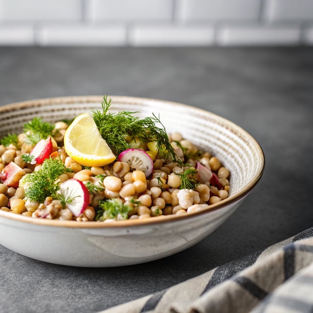 Lemony Lentil and Chickpea Salad with Radish and Herbs