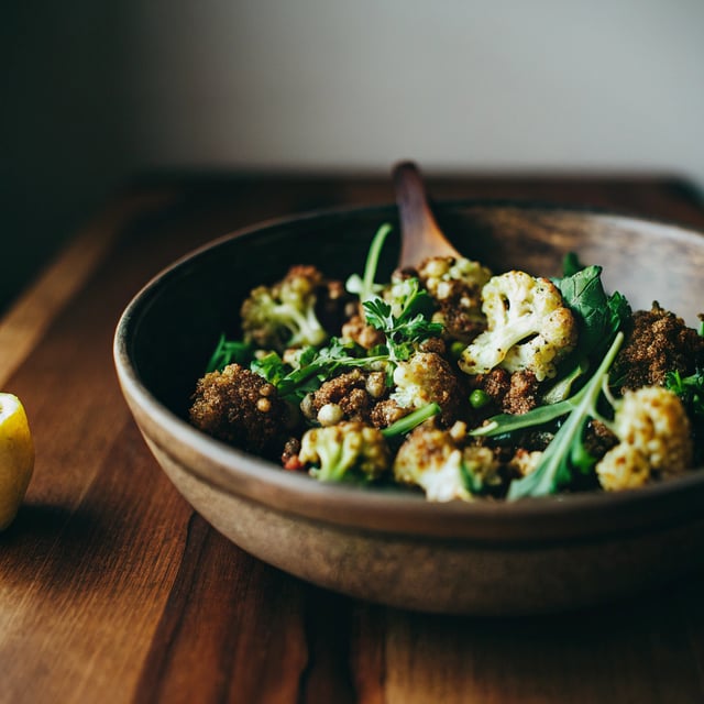 Lemony Roasted Broccoli, Arugula & Lentil Salad