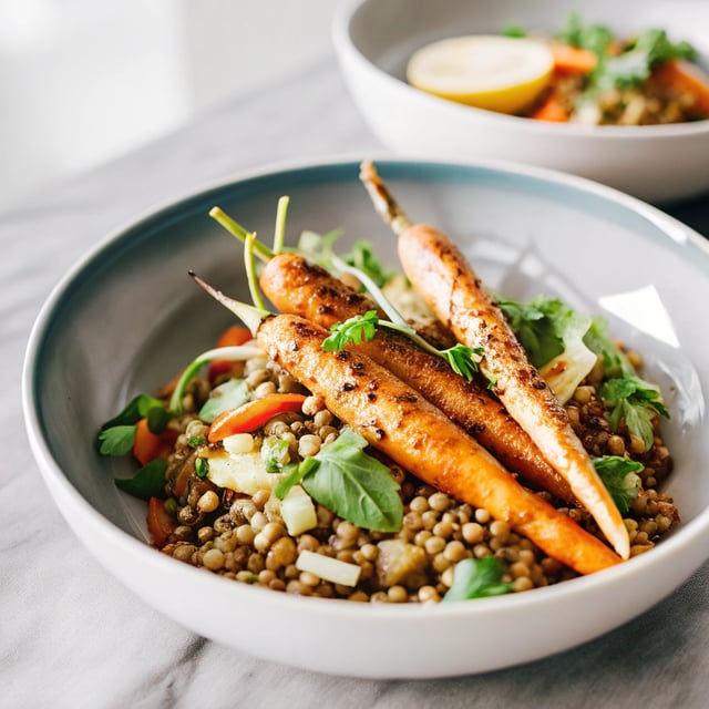 Masala Lentil Salad with Cumin Roasted Carrots
