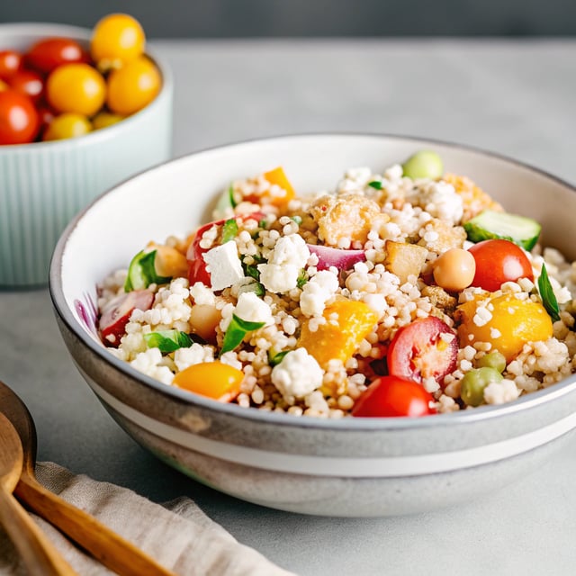 Mediterranean Couscous Salad with Raw Squash and Feta
