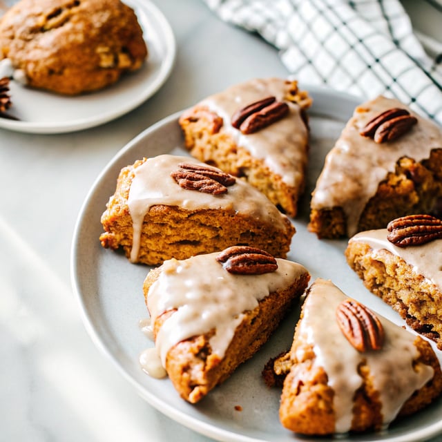 Pumpkin Pecan Scones with Maple Glaze