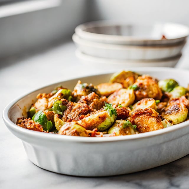 Quick Roasted Brussels Sprouts with Coconut Ginger Sauce