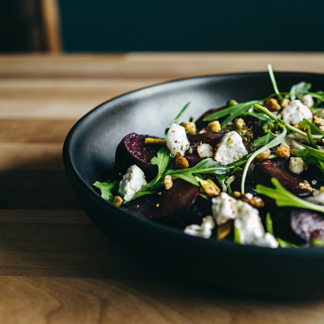 Roasted Beet Salad with Goat Cheese & Pistachios