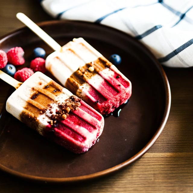 Roasted Berry and Honey Yogurt Popsicles