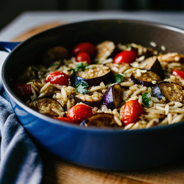 Roasted Eggplant & Tomato Orzo Pasta