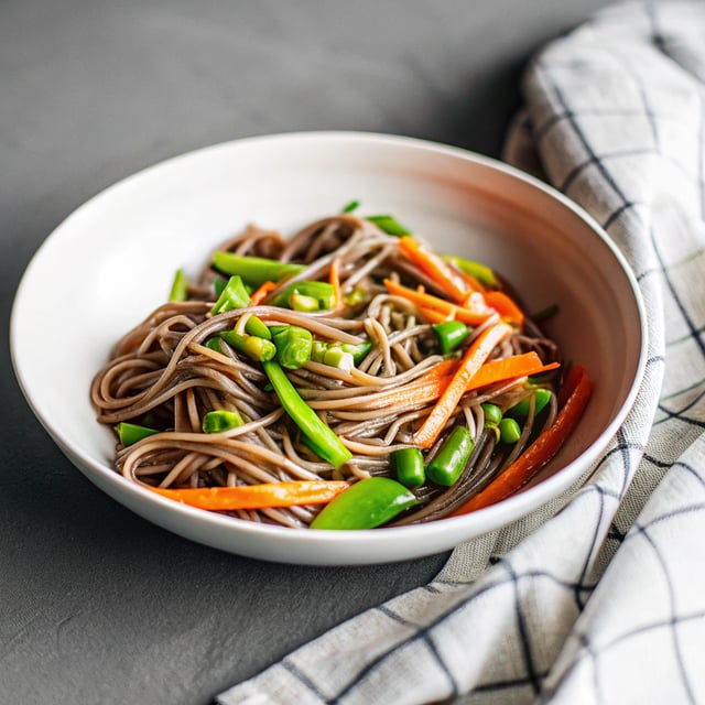 Soba Noodles with Sugar Snap Peas and Carrots