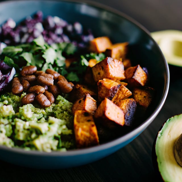 Spicy Sweet Potato and Green Rice Burrito Bowls