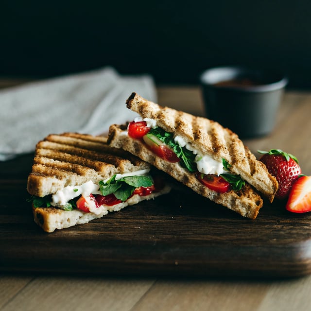 Strawberry, Basil and Goat Cheese Panini