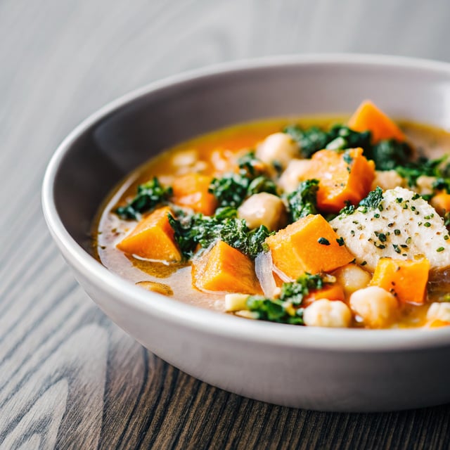 Sweet Potato, Kale and Chickpea Soup