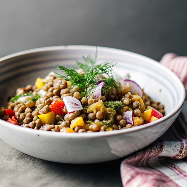 Tangy Lentil Salad with Dill & Pepperoncini