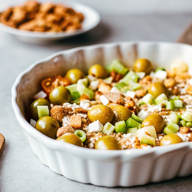 Torn Olives with Almonds, Celery & Parmesan