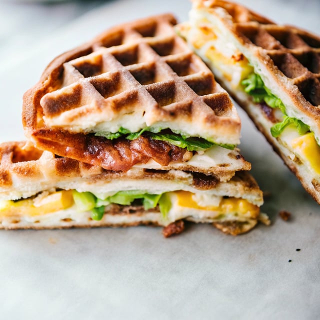 Bacon and Avocado Waffle Grilled Cheese