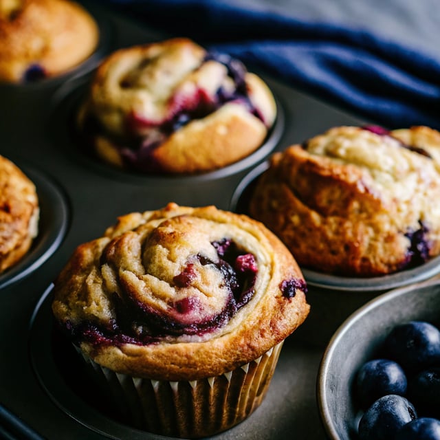 Blueberry Muffins with Blueberry Jam