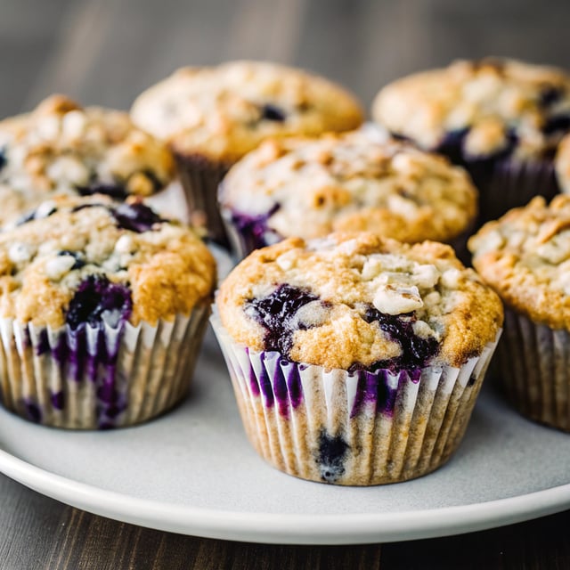 Blueberry Oatmeal Muffins with Granola Crumb Topping