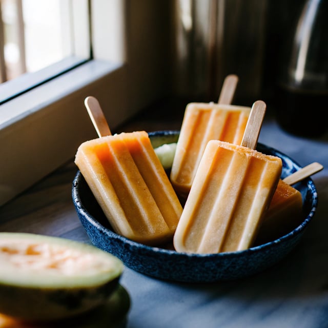 Cantaloupe Popsicles