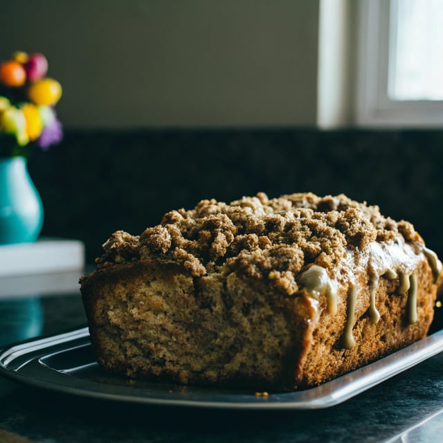Coffee Cake with Crumble Topping and Brown Sugar Glaze