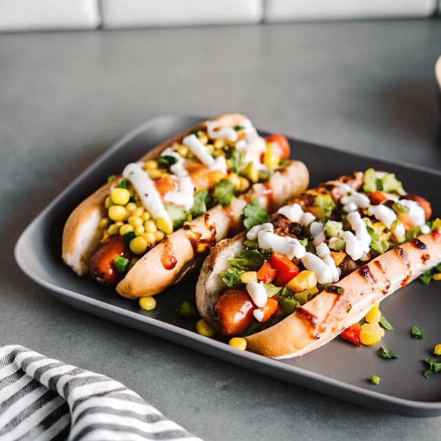 Mexican Hot Dogs with Chipotle Cream