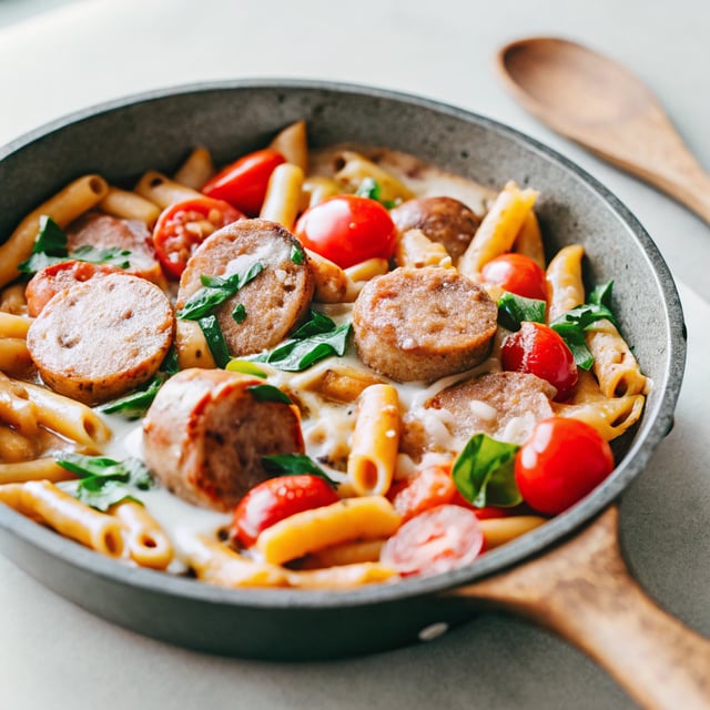 One Pot Andouille Sausage Skillet Pasta