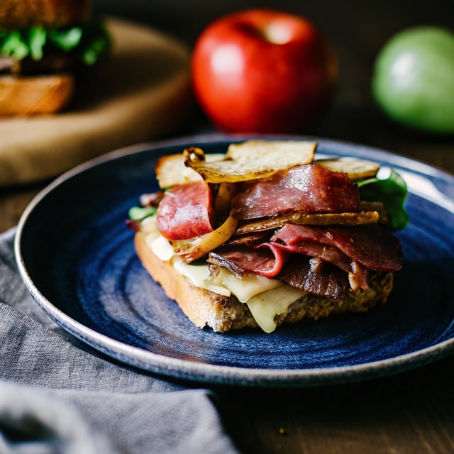 Open-Faced Apple Butter Pastrami Sandwiches