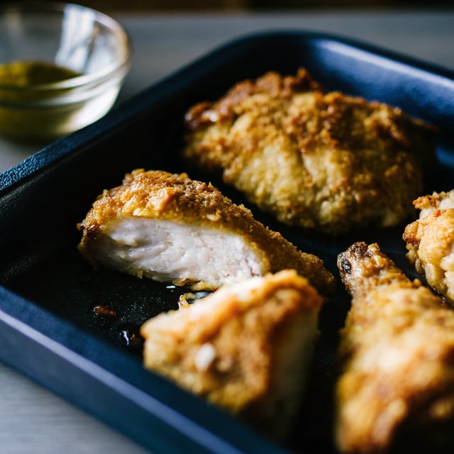 Oven Fried Chicken with Honey Mustard Glaze