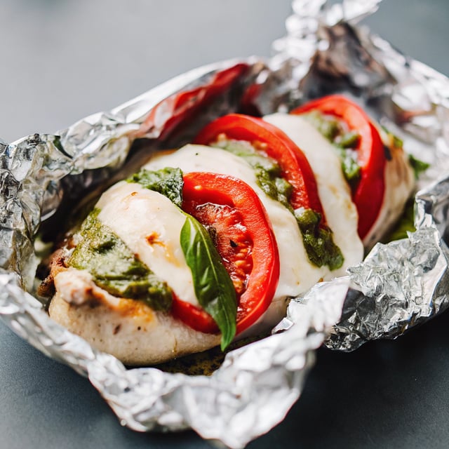 Pesto Caprese Chicken in Foil