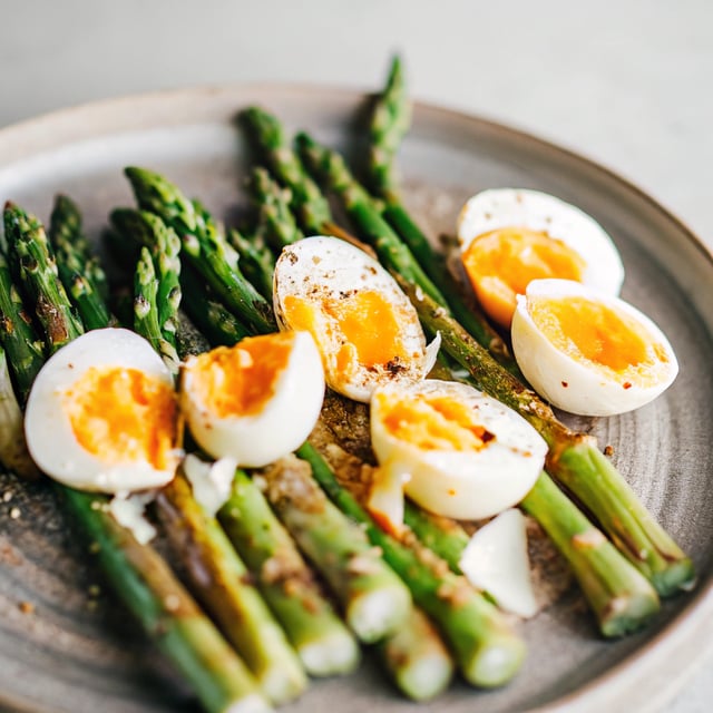 Roasted Asparagus with Parmesan and Soft-Boiled Eggs