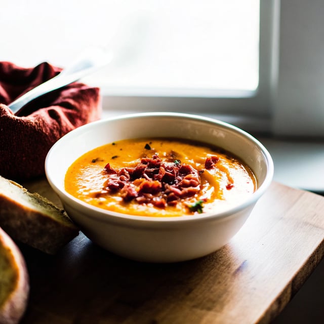 Roasted Butternut Squash and Bacon Soup