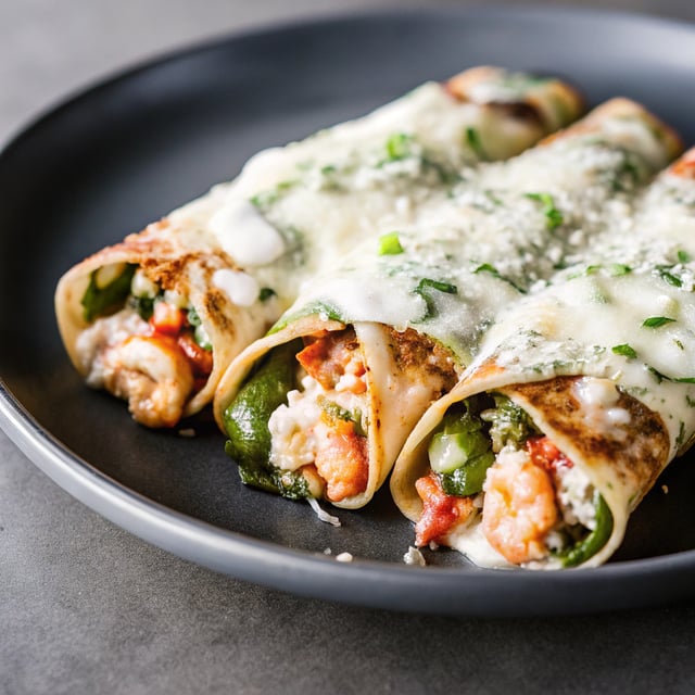 Roasted Shrimp Enchiladas with Jalapeño Cream Sauce