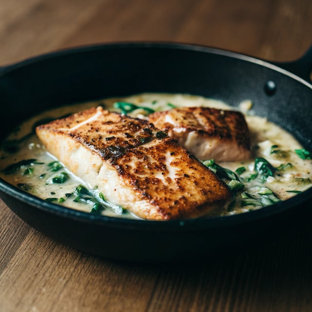 Salmon with Garlic Cream Sauce
