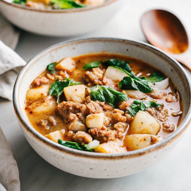 Sausage, Potato and Spinach Soup