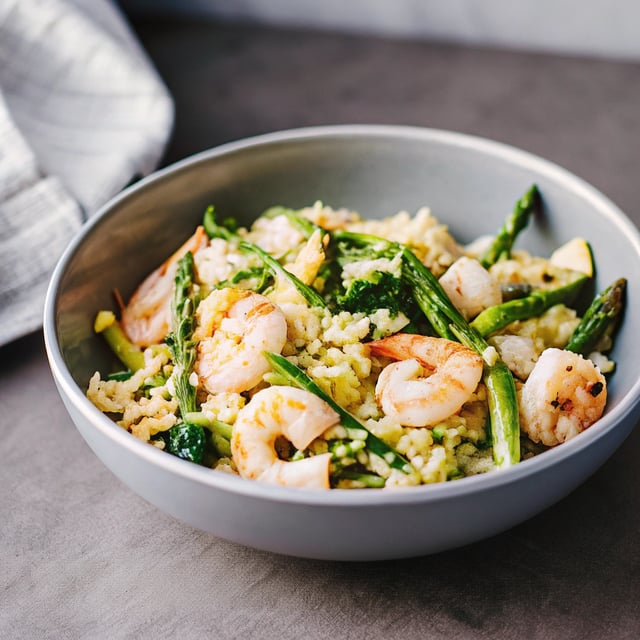 Shrimp, Asparagus and Zucchini Orzo Salad