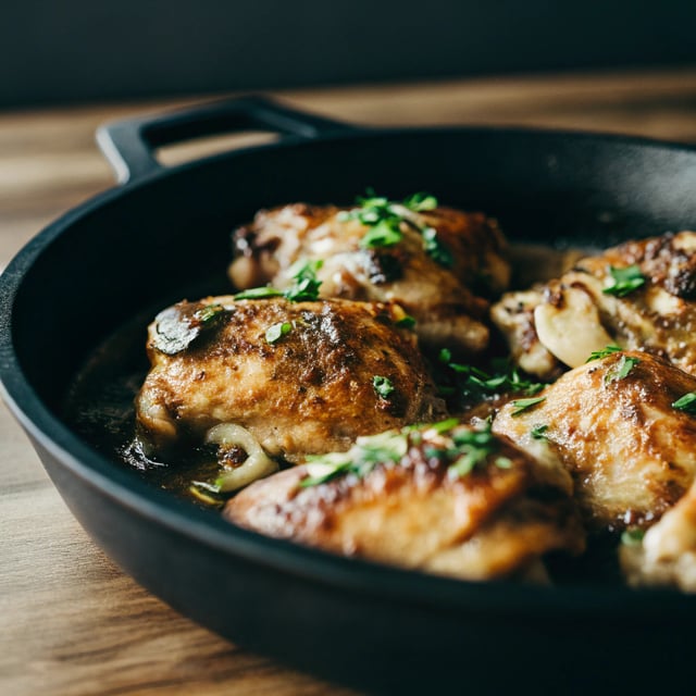 Skillet Mushroom Chicken Thighs